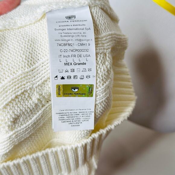 Chiara Ferragni White and Green Cable Knit Cropped Top - Picture 5 of 9